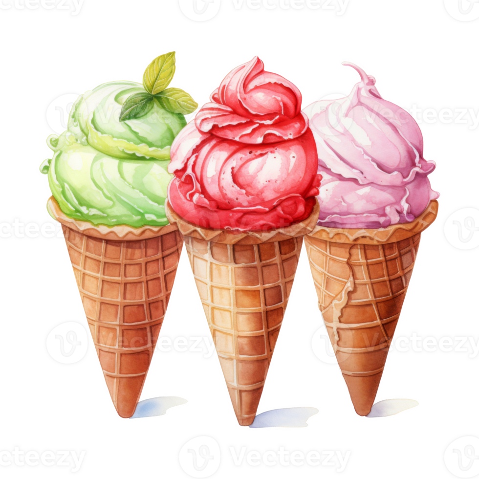 Sorbet, Ice Cream Illustration. Watercolor Style png