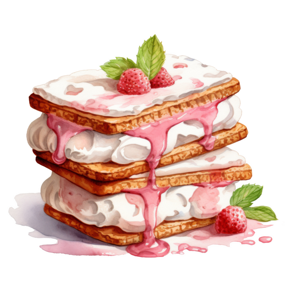 Ice Cream Sandwich, Ice Cream Illustration. Watercolor Style png