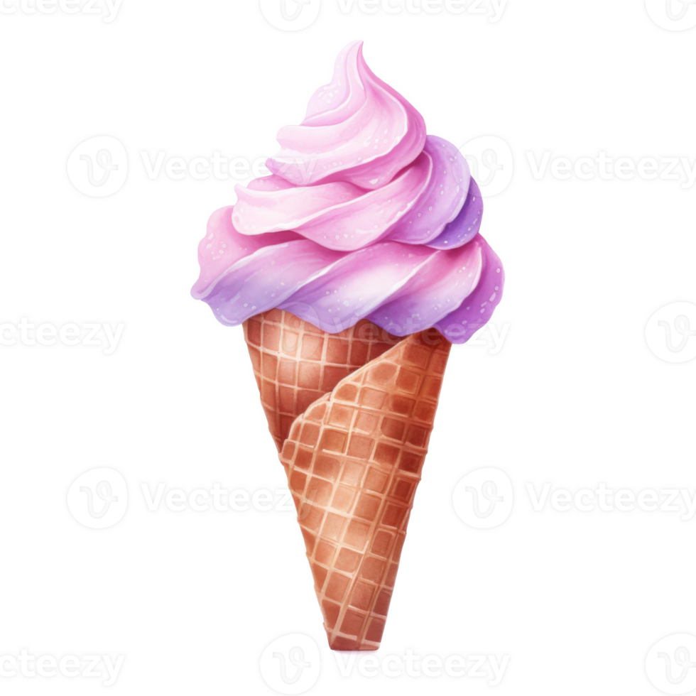 Ice Cream Cone, Ice Cream Illustration. Watercolor Style png