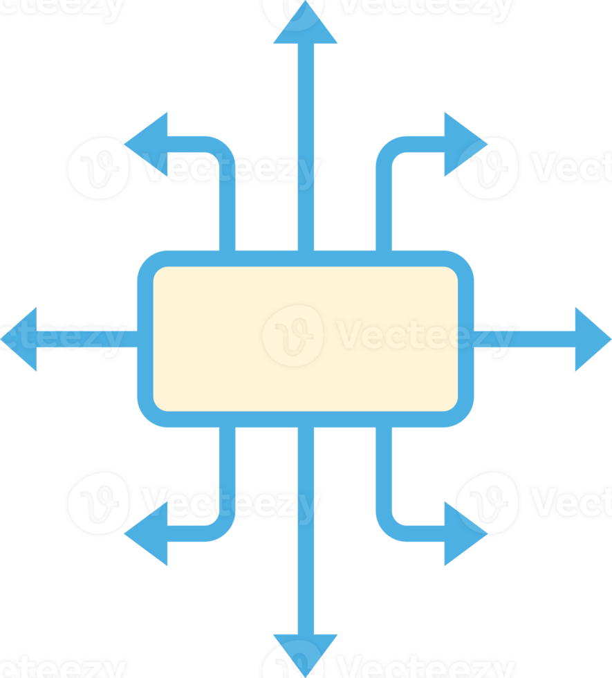 mind map square arrow flat color Icon. png