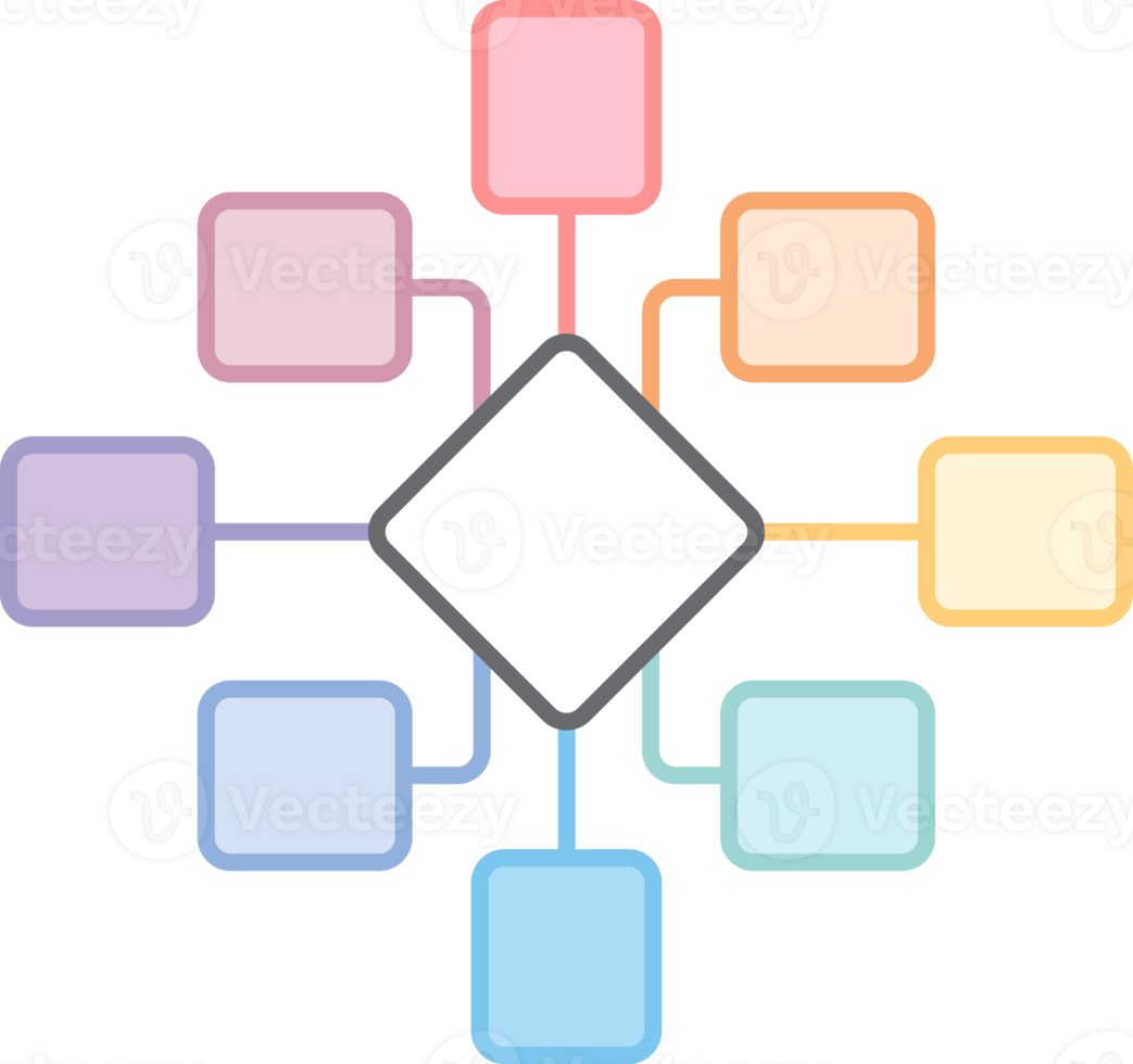 mind map square arrow flat color Icon. png