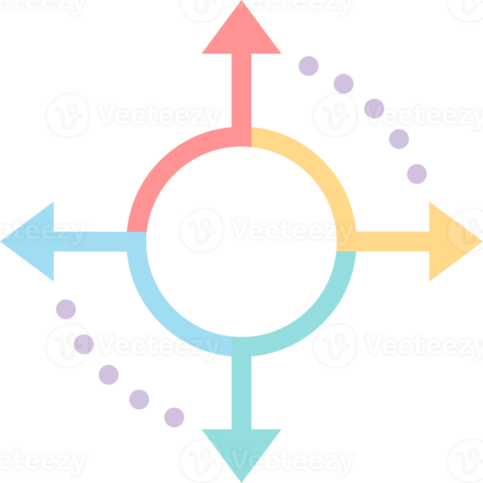 mind map circle arrow flat color Icon. png
