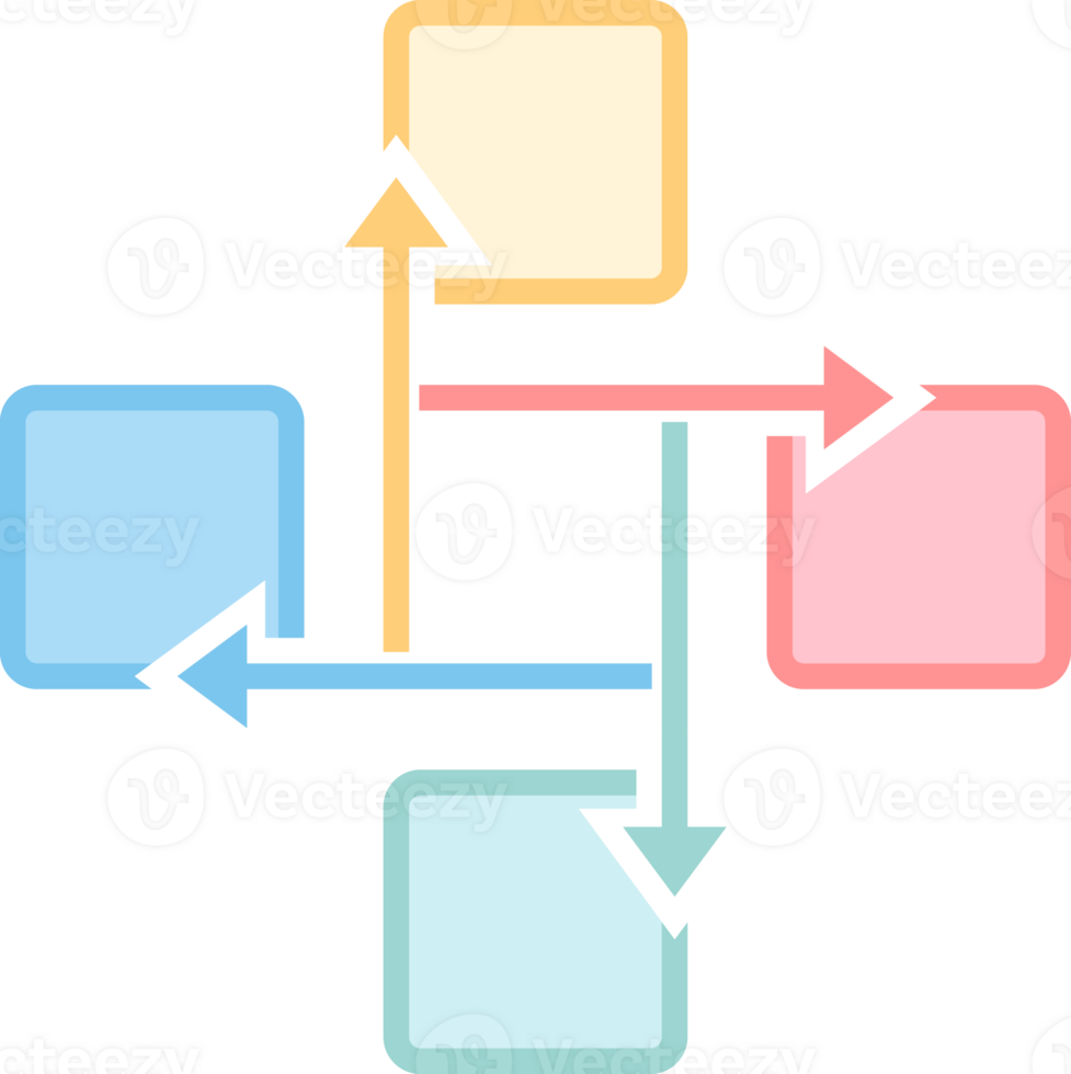 mind map square arrow flat color Icon. png