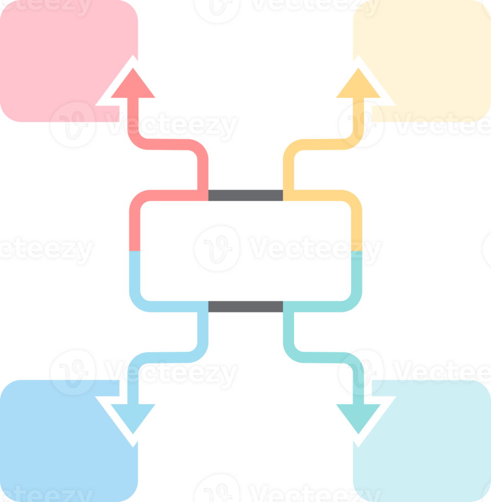 mind map square arrow flat color Icon. png