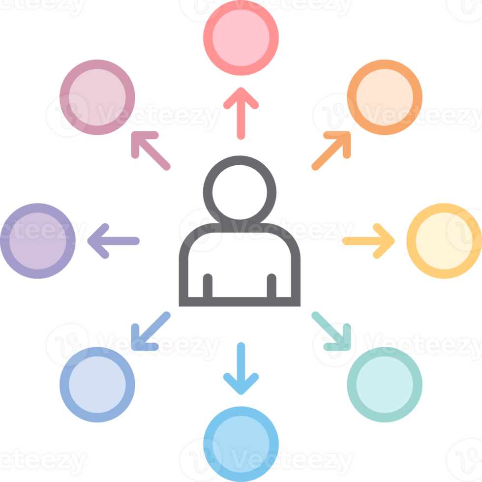 mind map arrow flat color Icon. png