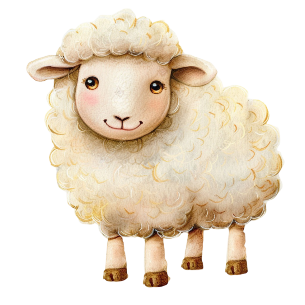 A sheep is standing on a transparent background png