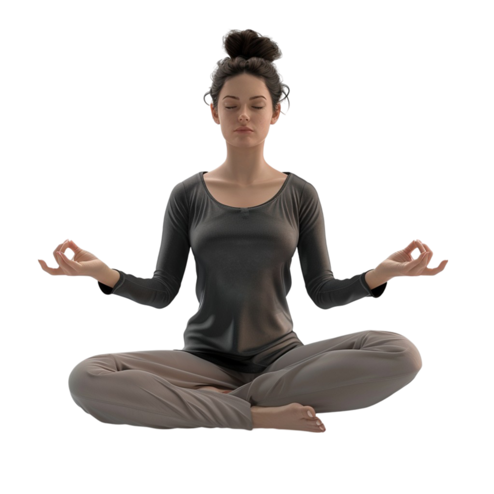 A woman sitting in a yoga pose on a transparent background. png