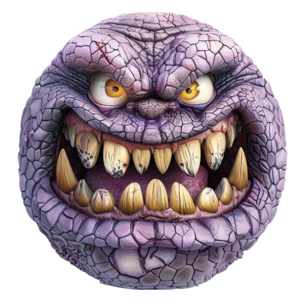 A purple monster with teeth and a big mouth transparent background. png