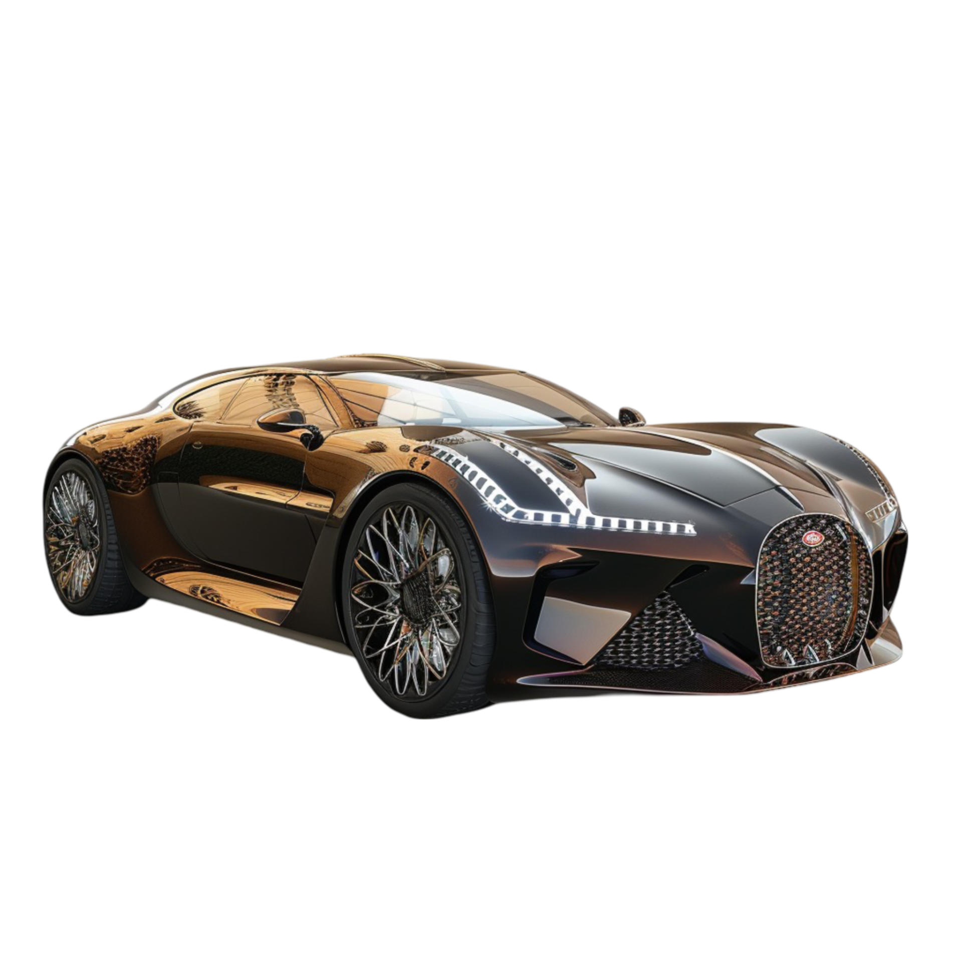 A black and gold Bugatti car on a transparent background 46364460 PNG