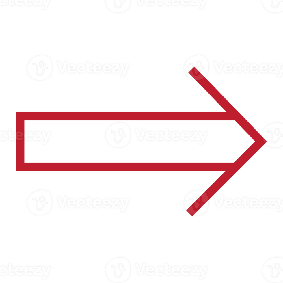 Red arrow, flat design arrow, arrows to mark in realistic style png