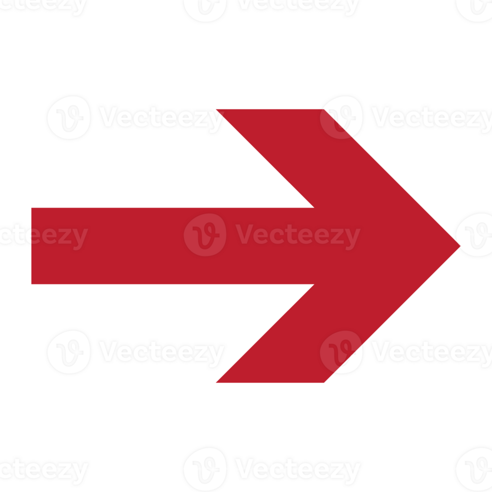 Red arrow, flat design arrow, arrows to mark in realistic style png