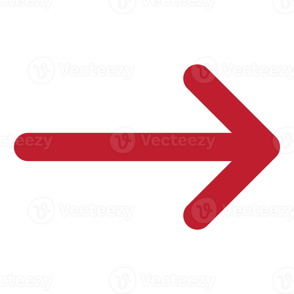 Red arrow, flat design arrow, arrows to mark in realistic style png