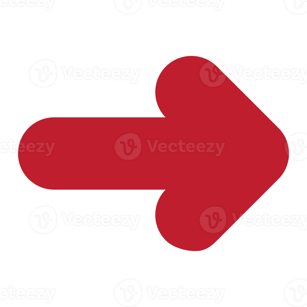 Red arrow, flat design arrow, arrows to mark in realistic style png