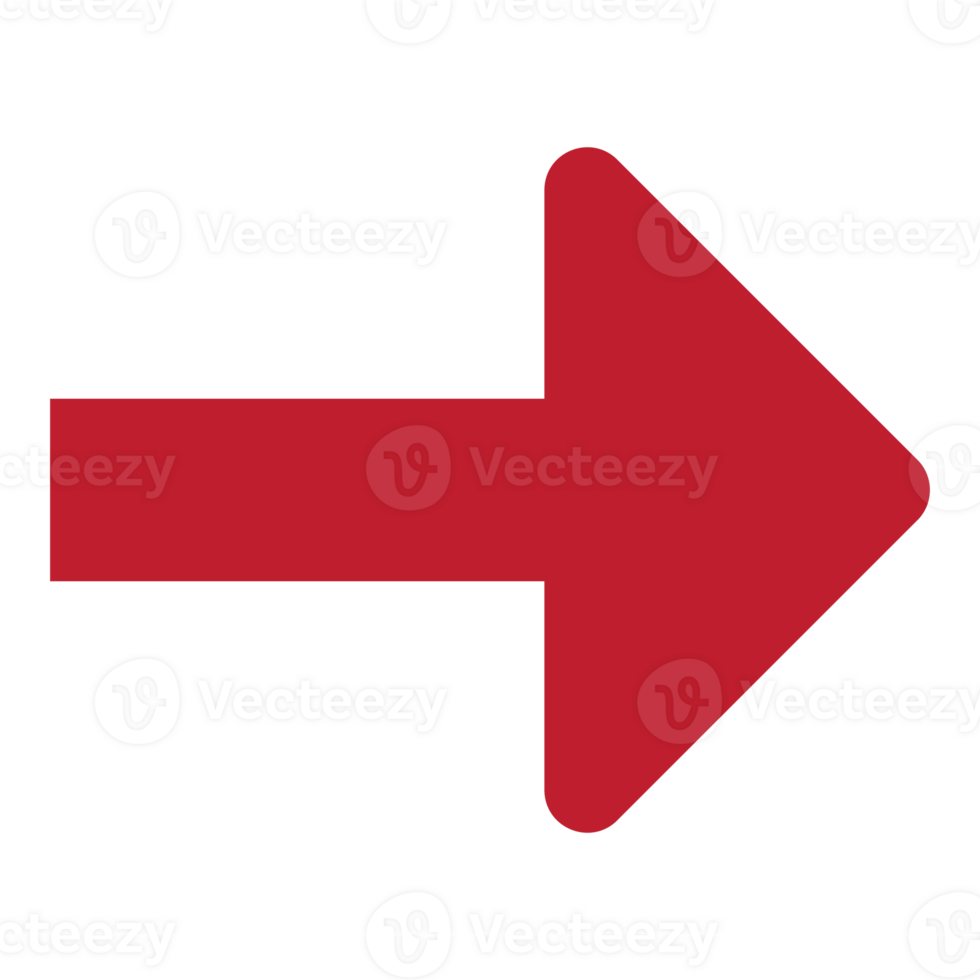 Red arrow, flat design arrow, arrows to mark in realistic style png