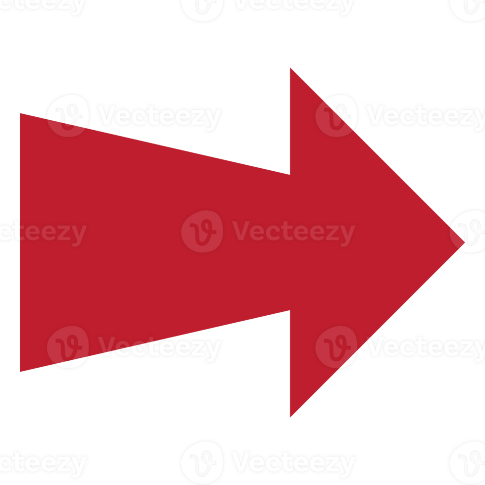 Red arrow, flat design arrow, arrows to mark in realistic style png