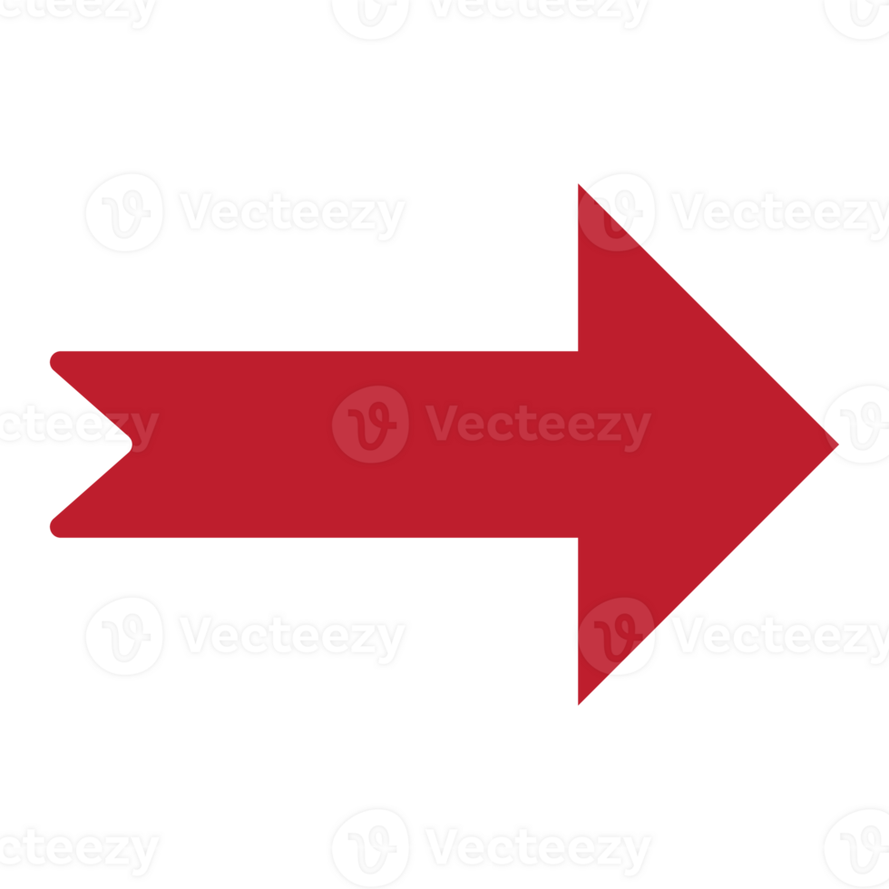 Red arrow, flat design arrow, arrows to mark in realistic style png