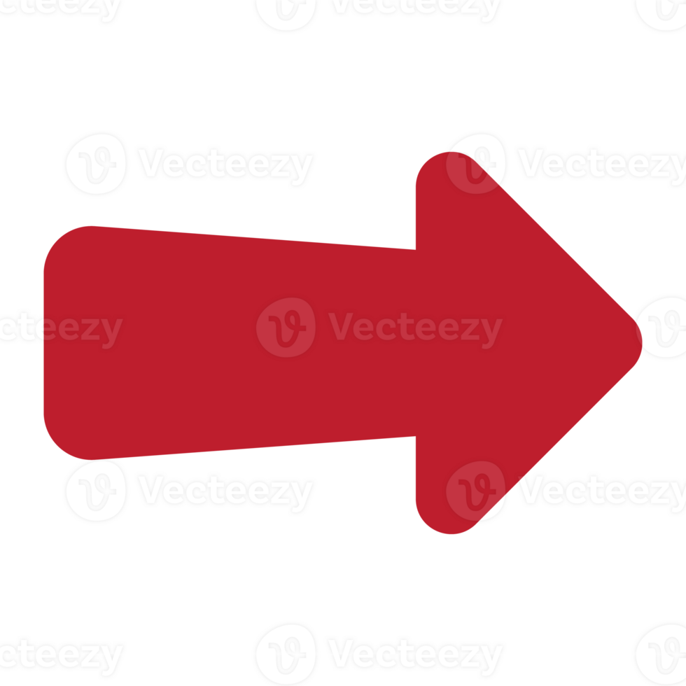 Red arrow, flat design arrow, arrows to mark in realistic style png