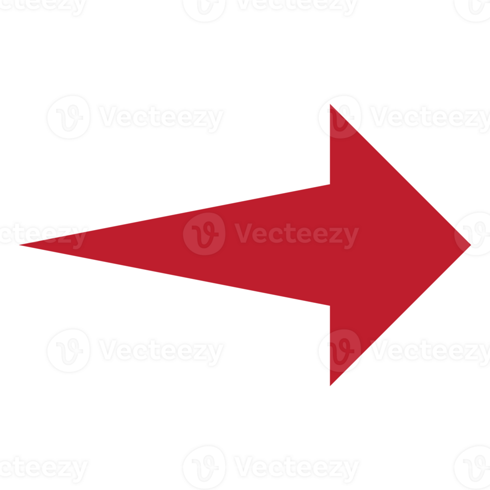 Red arrow, flat design arrow, arrows to mark in realistic style png