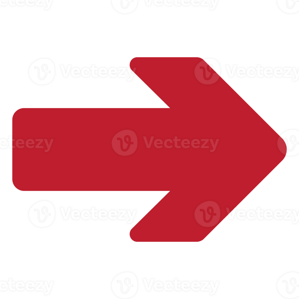 Red arrow, flat design arrow, arrows to mark in realistic style png