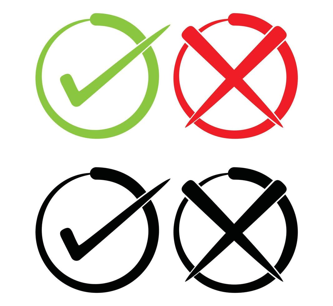check mark good and cross illustration vector
