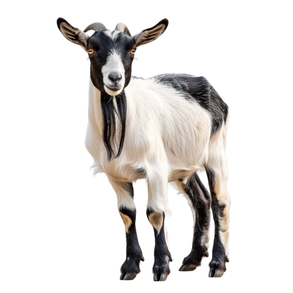 White and black combo goat standing png