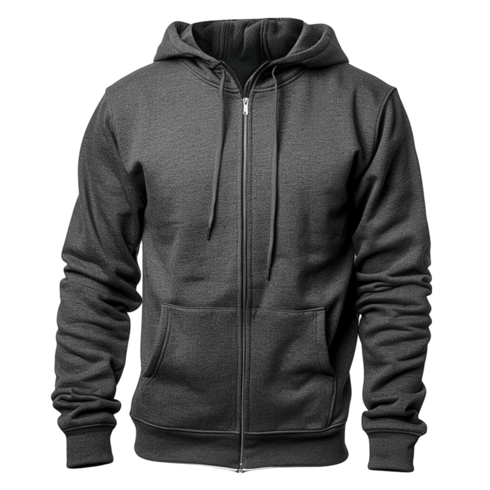 a black hoodie with a zipper on the front png