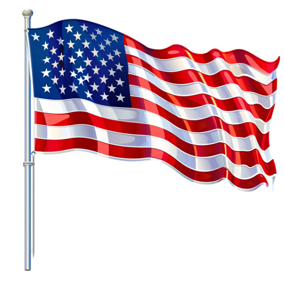 flag waving on a pole png