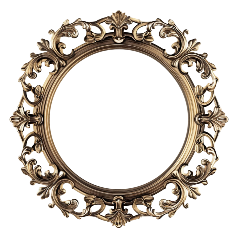 gold frame with ornate design on transparent background png