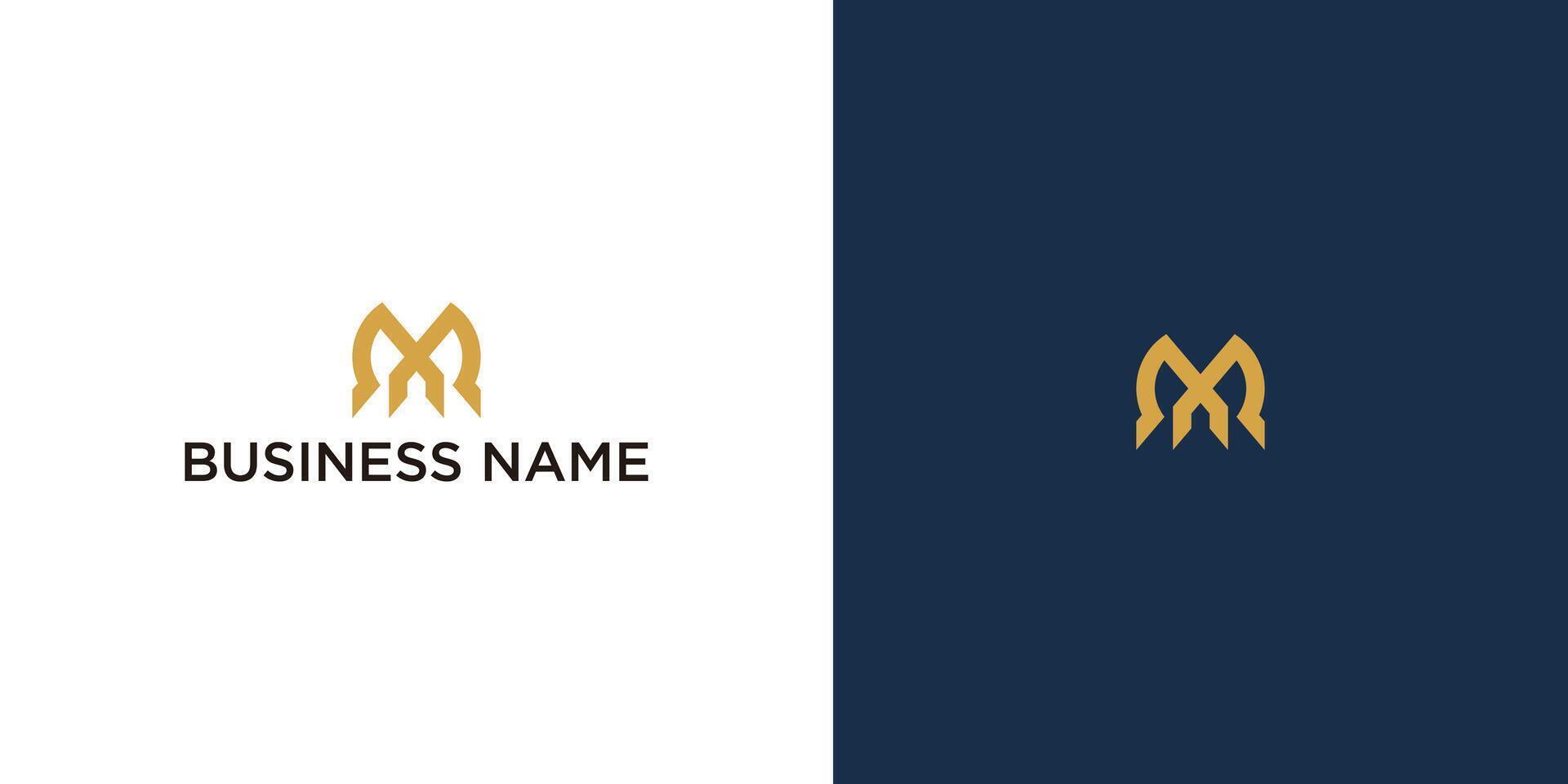 M initial shape company gold logo image vector