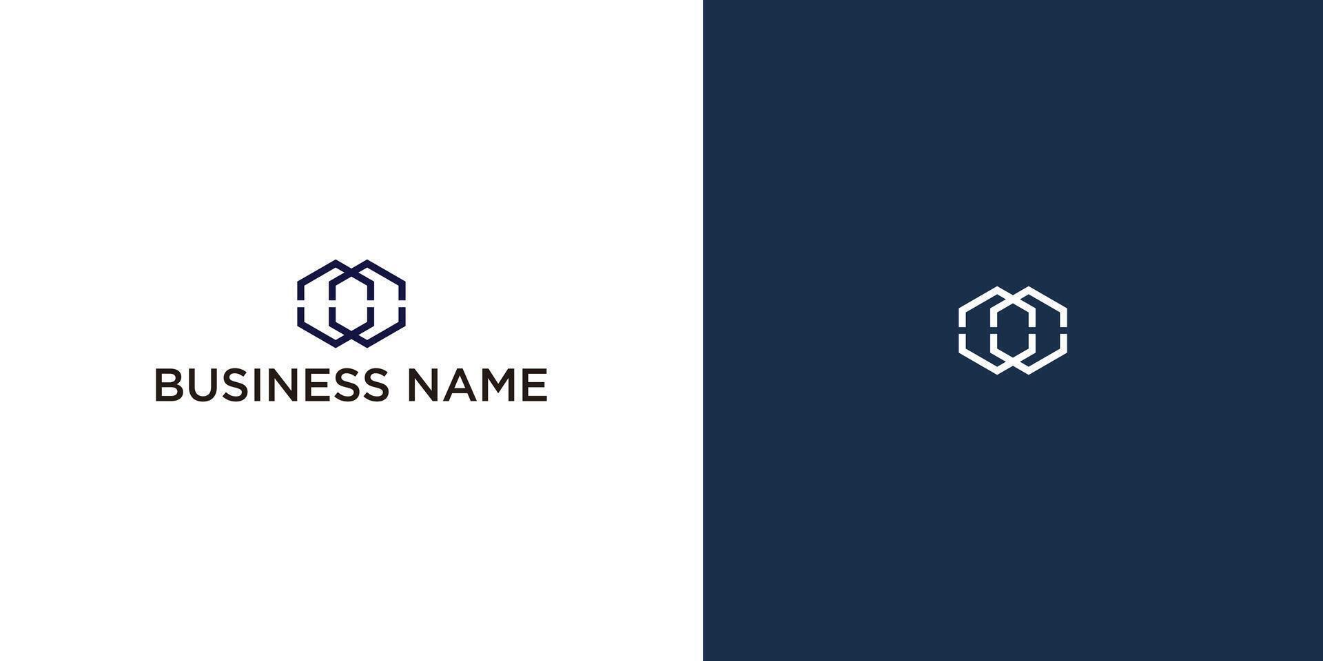 Double hexagon combined ogo in blue and white vector