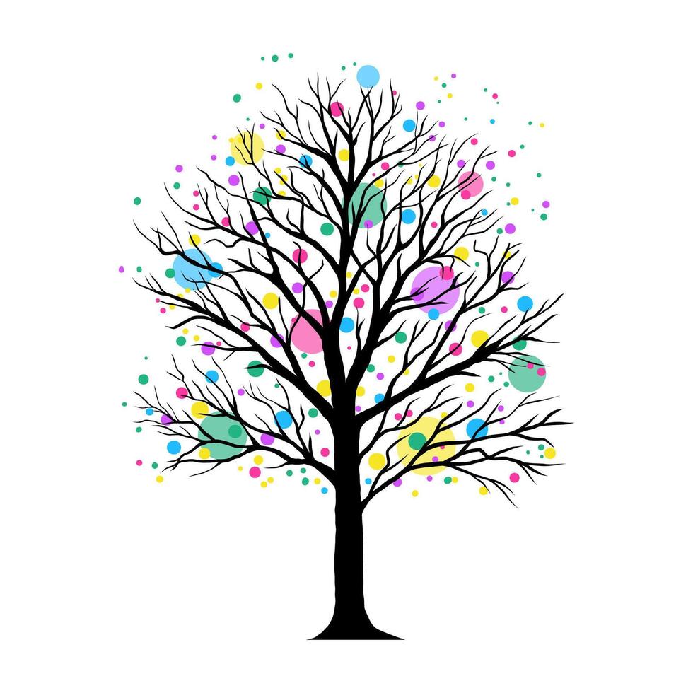 Tree with colorful circles vector