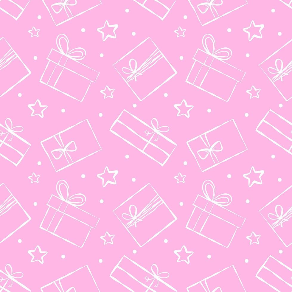 illustration isolated on pink background. Newborn baby shower seamless pattern for greeting cards, print, wrapping paper, wallpaper, textile. vector
