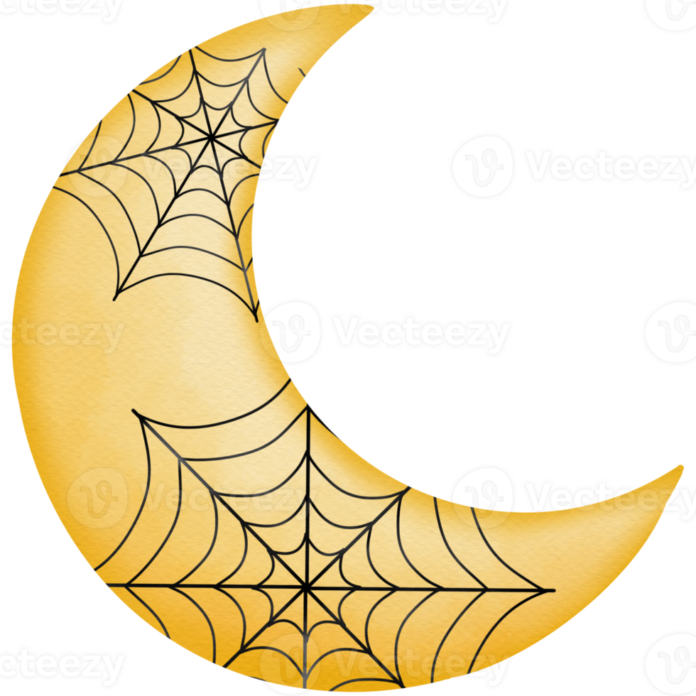 spider web in moon watercolor clip art so cute,mummy,ghost,vampire,zombie,witch png