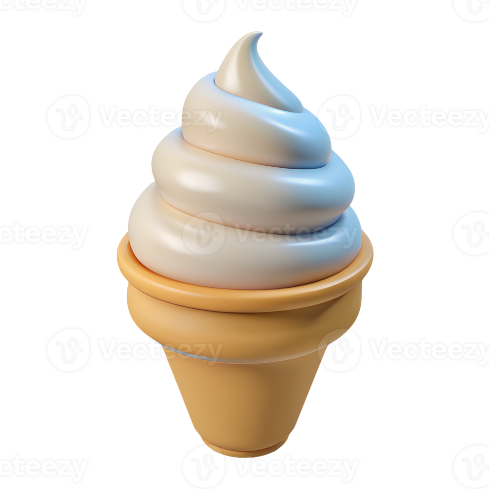 Soft serve ice cream 3D icon png