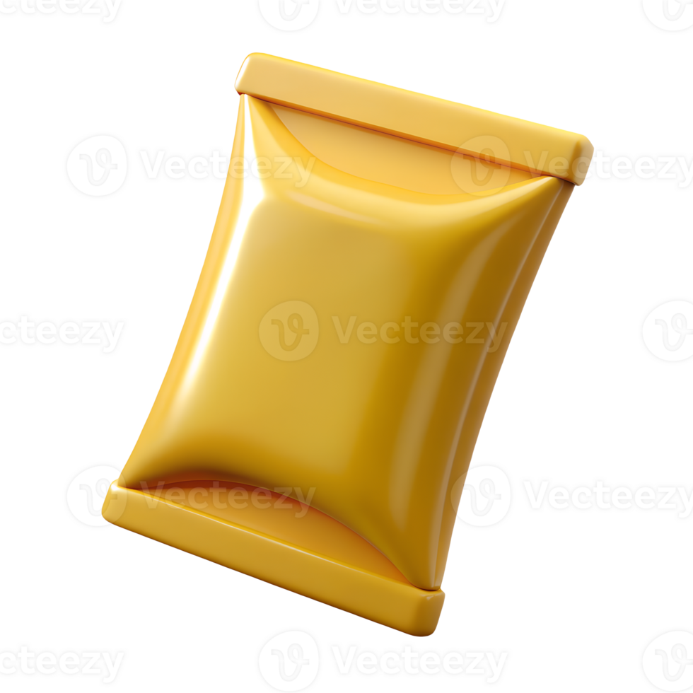 Bright Yellow Mustard Packet Isolated In Natural Light png