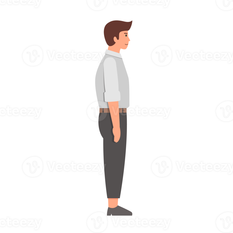 Side view of people standing. Flat style png