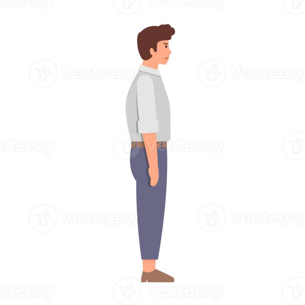Side view of people standing. Flat style png
