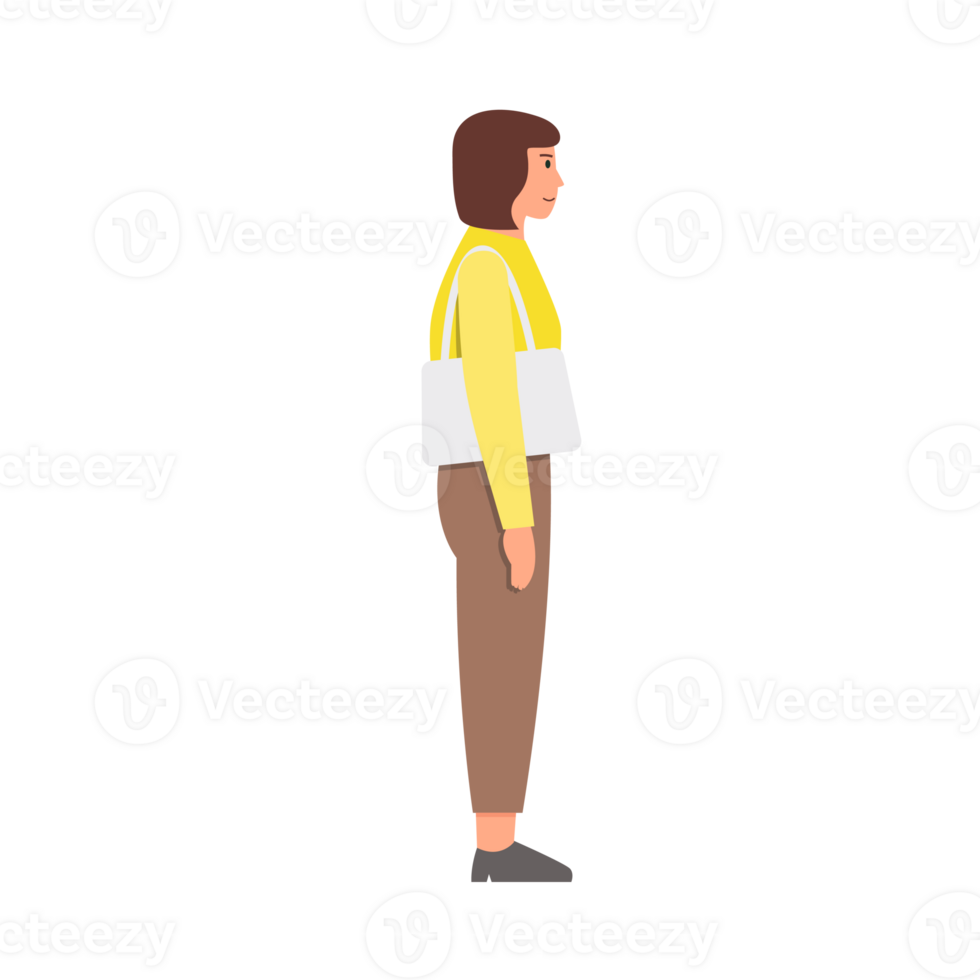 Side view of people standing. Flat style png
