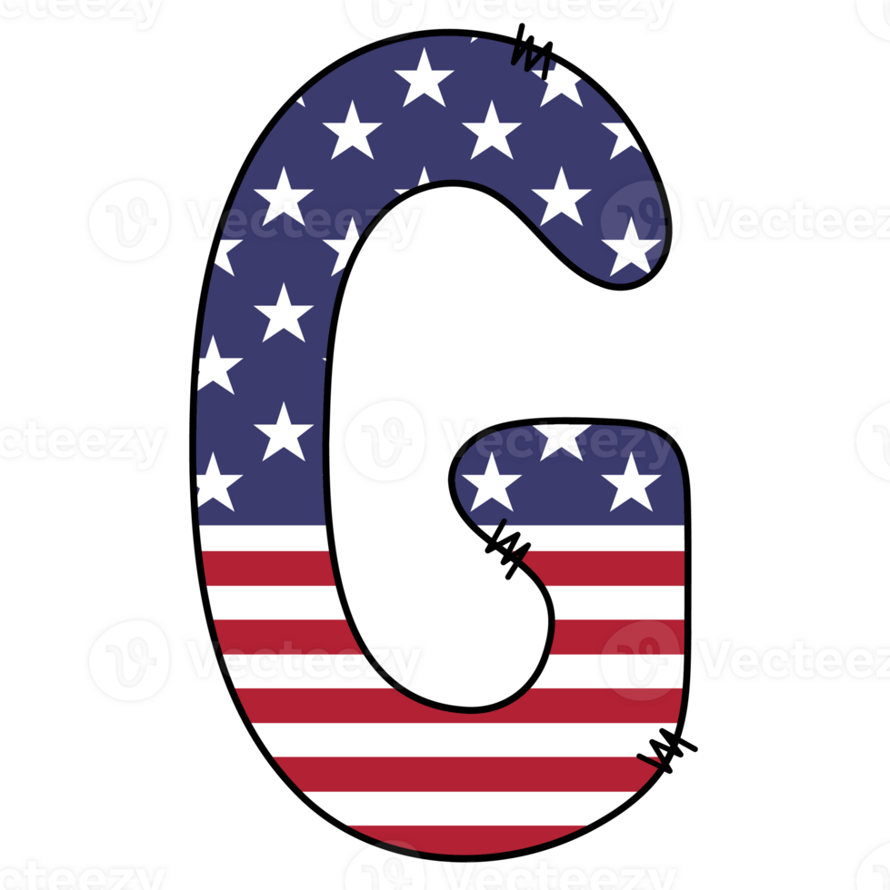 Stylized Letter G With American Flag Design png