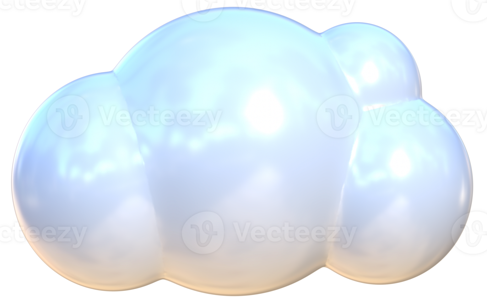 Cute 3D sky blue cloud pastel stationery kawaii stickers illustration png