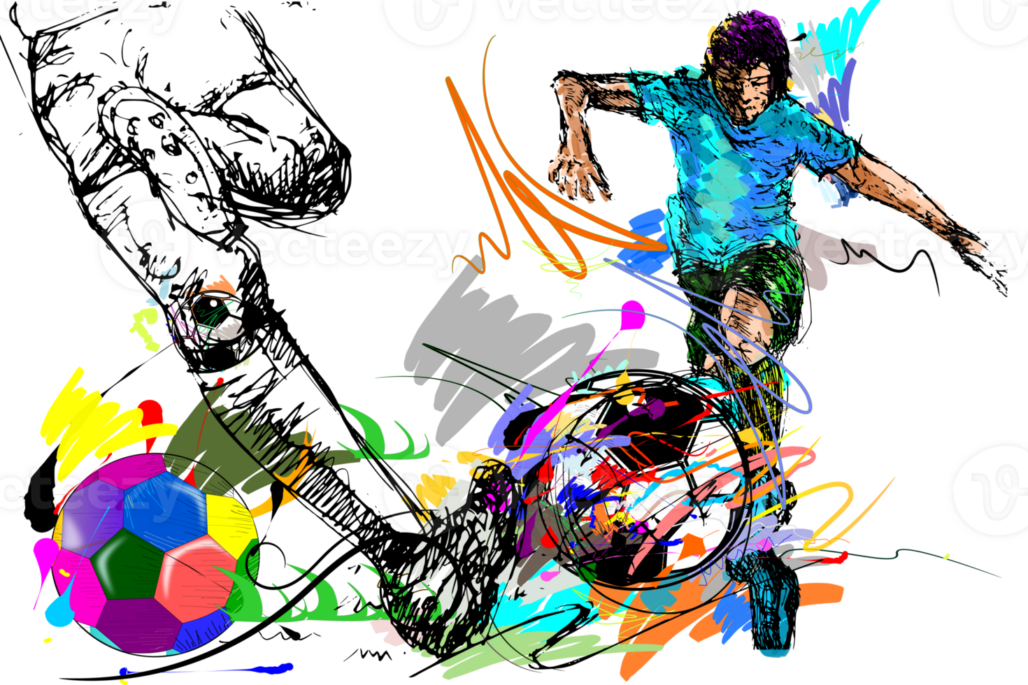 a action football sketch sport art brush strokes style png
