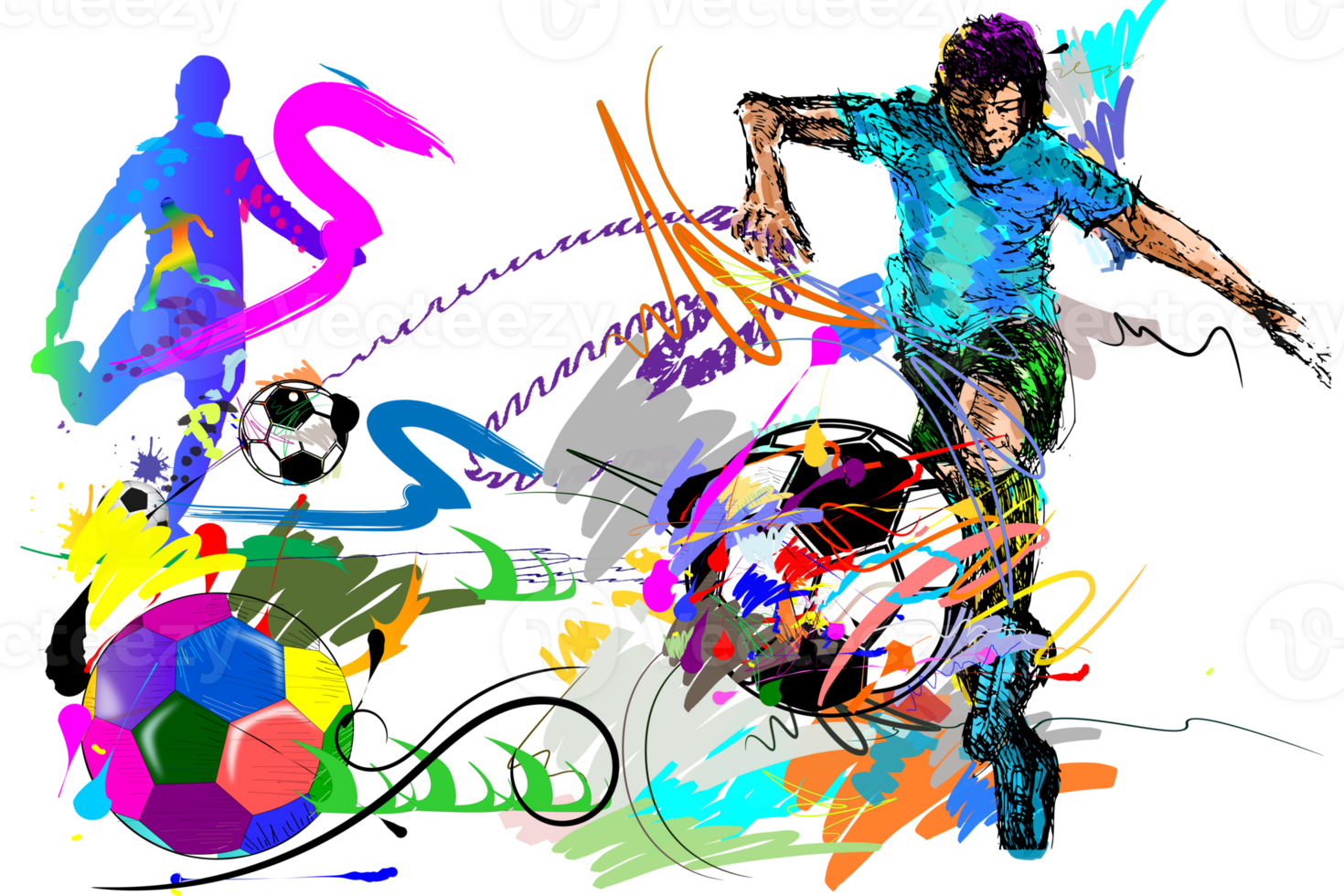 a action football sketch sport art brush strokes style png