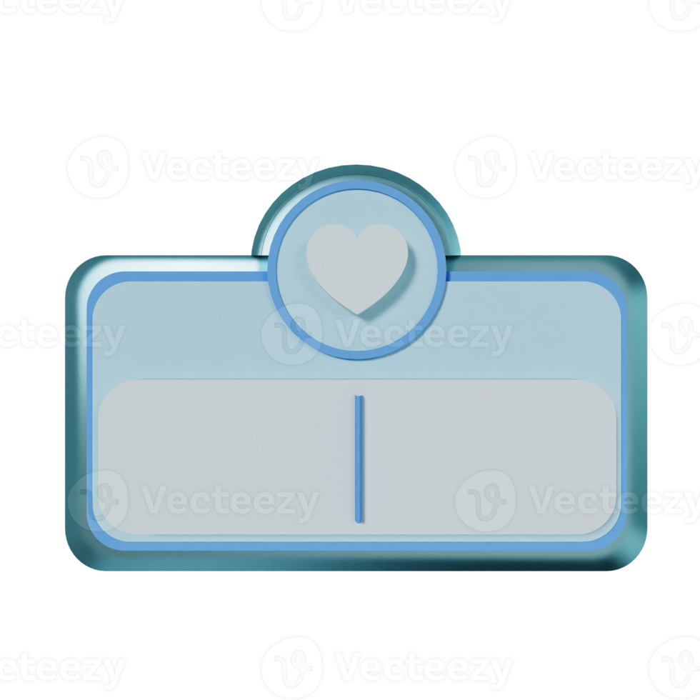 3D Blue Glashmorphic Cute Element png