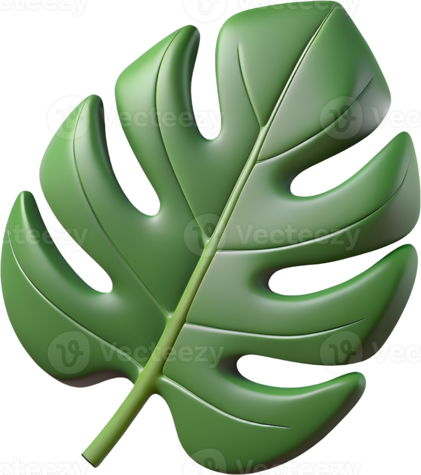 3D Cartoon Plant Leaves Set - Isolated Green Foliage for Design, Game Assets, and Illustrations. 3D Cartoon Summer Tropical Nature Icon Set - Isolated Clipart on Transparent Background png