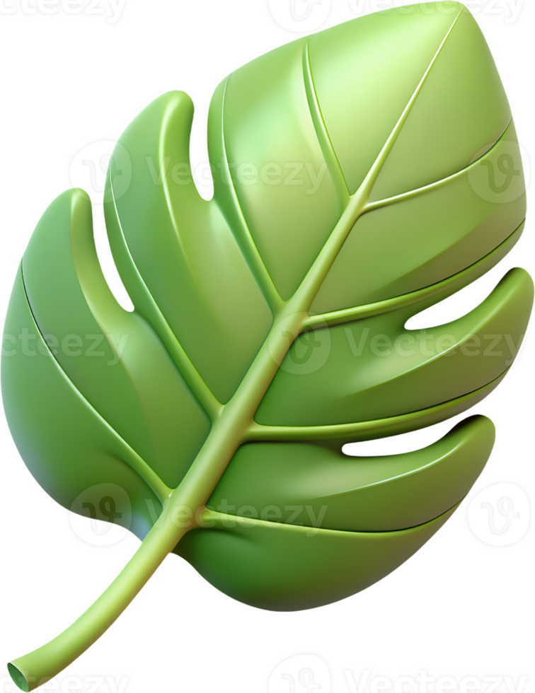 3D Cartoon Plant Leaves Set - Isolated Green Foliage for Design, Game Assets, and Illustrations. 3D Cartoon Summer Tropical Nature Icon Set - Isolated Clipart on Transparent Background png