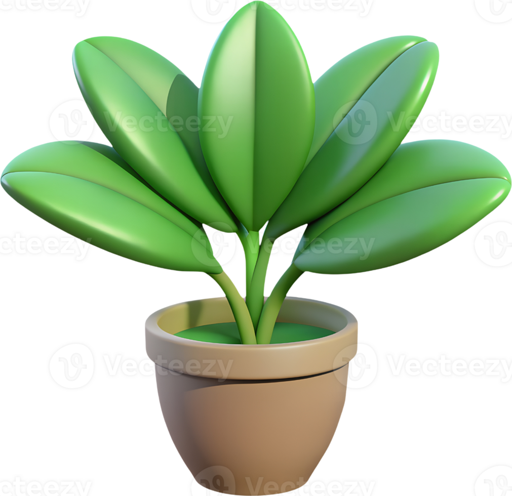 3D Cartoon Plant Leaves Set - Isolated Green Foliage for Design, Game Assets, and Illustrations. 3D Cartoon Summer Tropical Nature Icon Set - Isolated Clipart on Transparent Background png