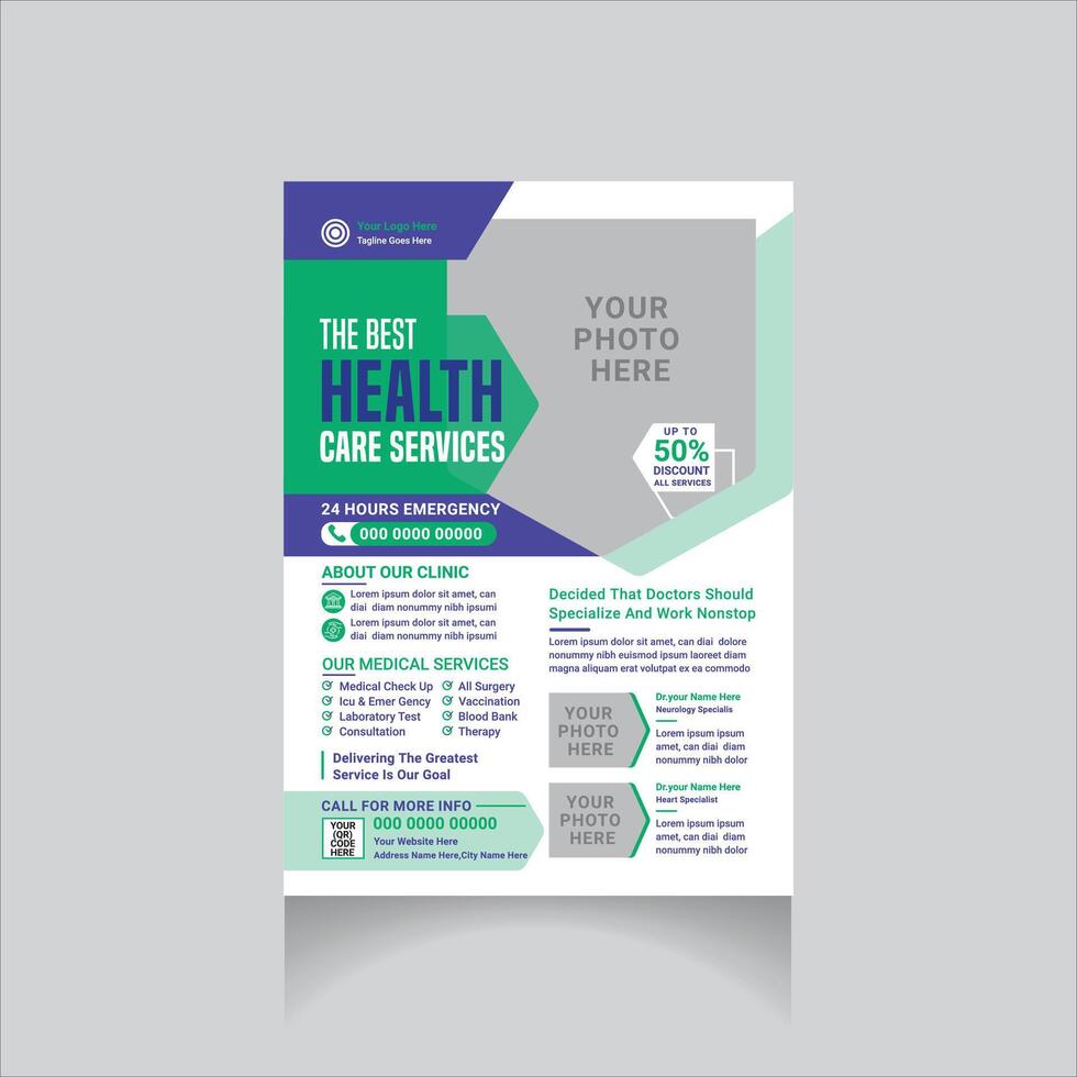 professional medical promotion flyer design layout vector