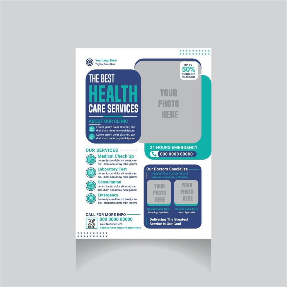 professional medical promotion flyer design layout vector