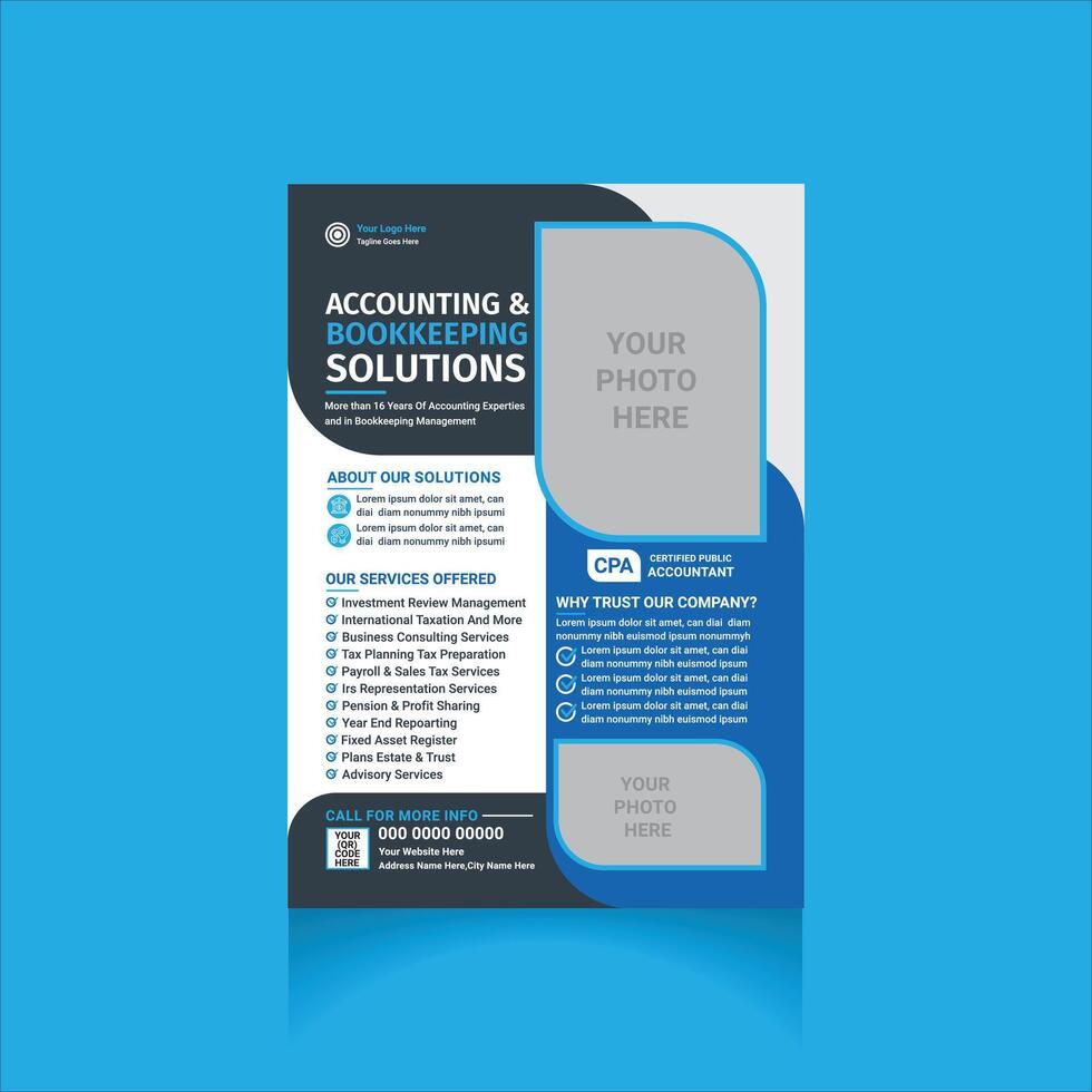 professional Accounting and Bookkeeping Solutions flyer vector
