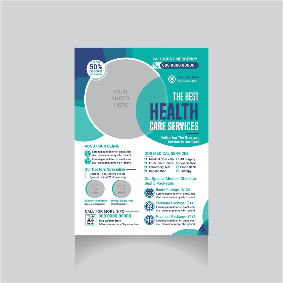 professional medical promotion flyer design layout vector